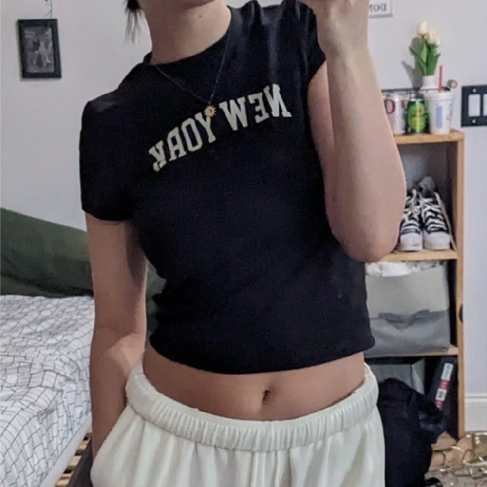 Small dark gray Obsessive Love (TJ MAXX) crop top